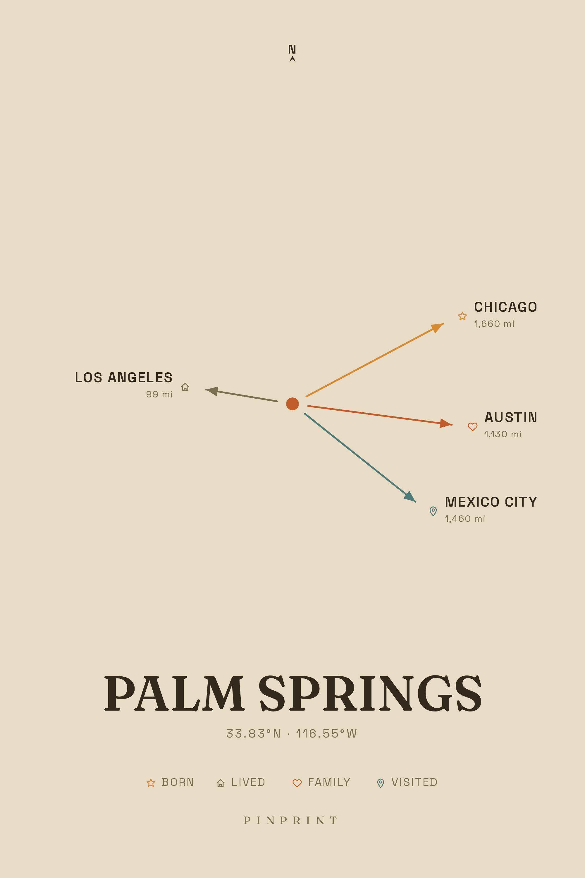 Mid-Century style Heartbound Maps