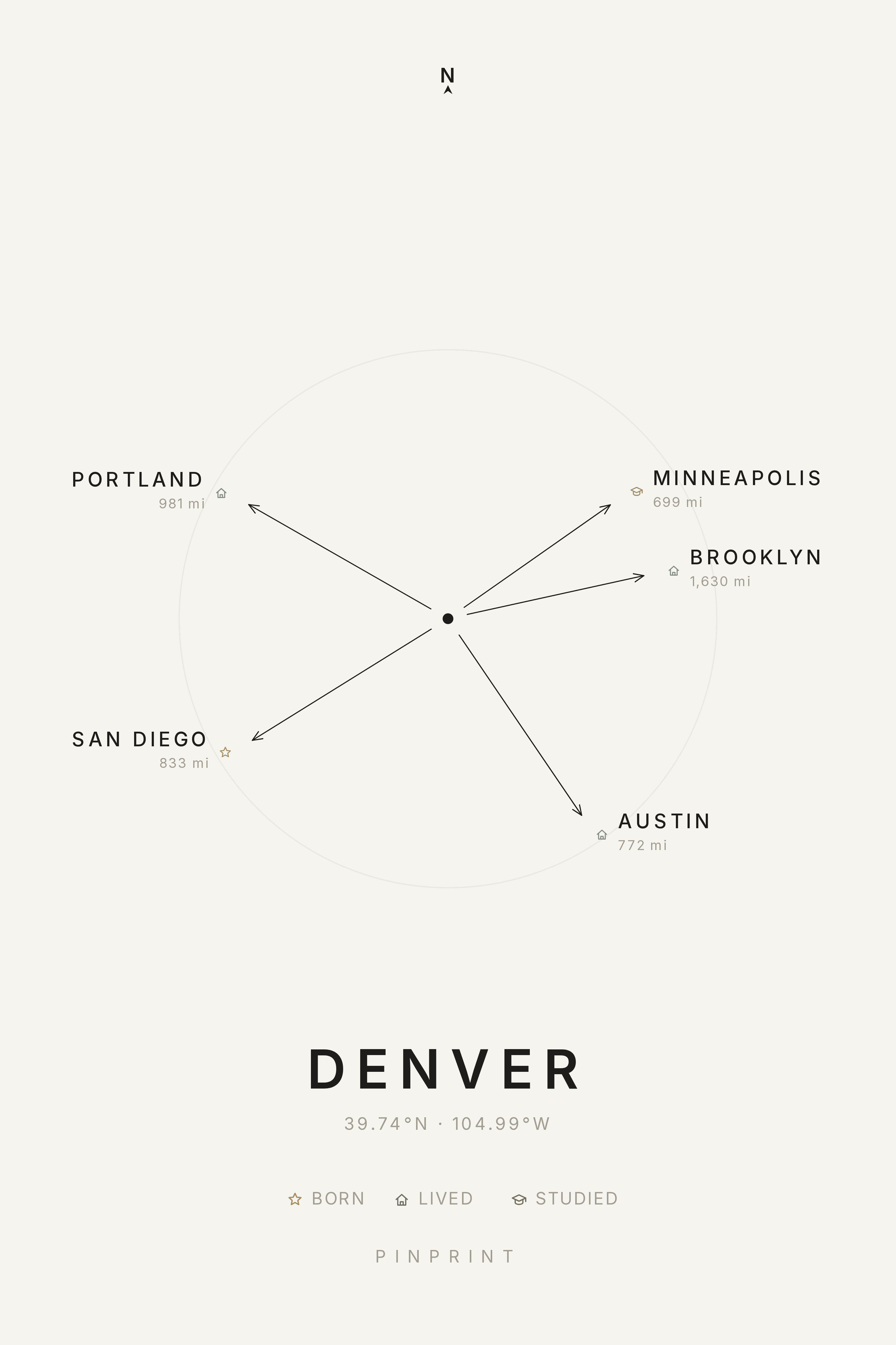 Minimal Heartbound Maps centered on Denver