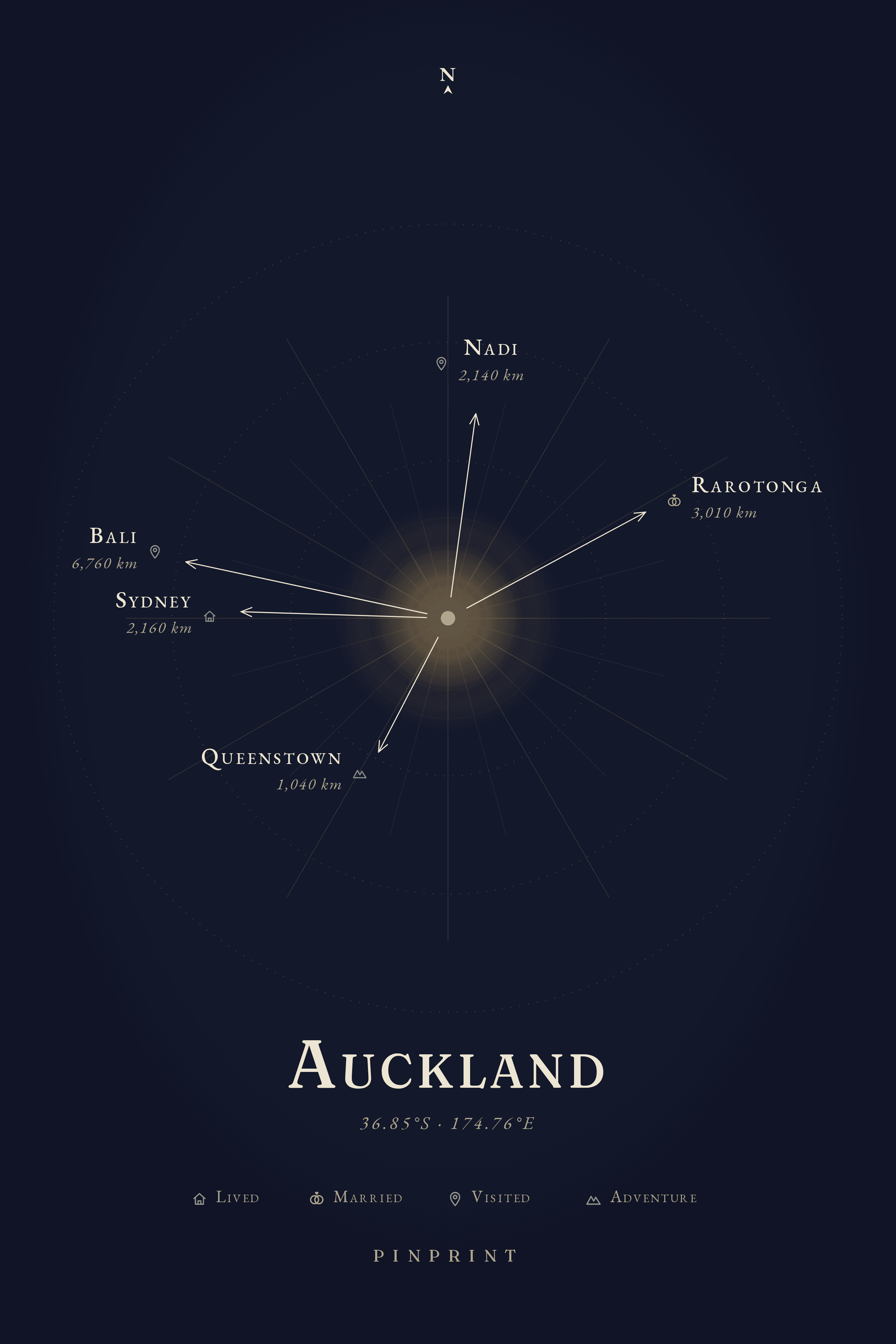 Celestial Heartbound Maps centered on Auckland